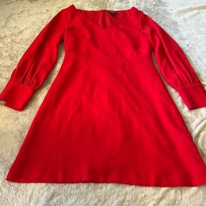 Ann Taylor Red Long Sleeve Dress